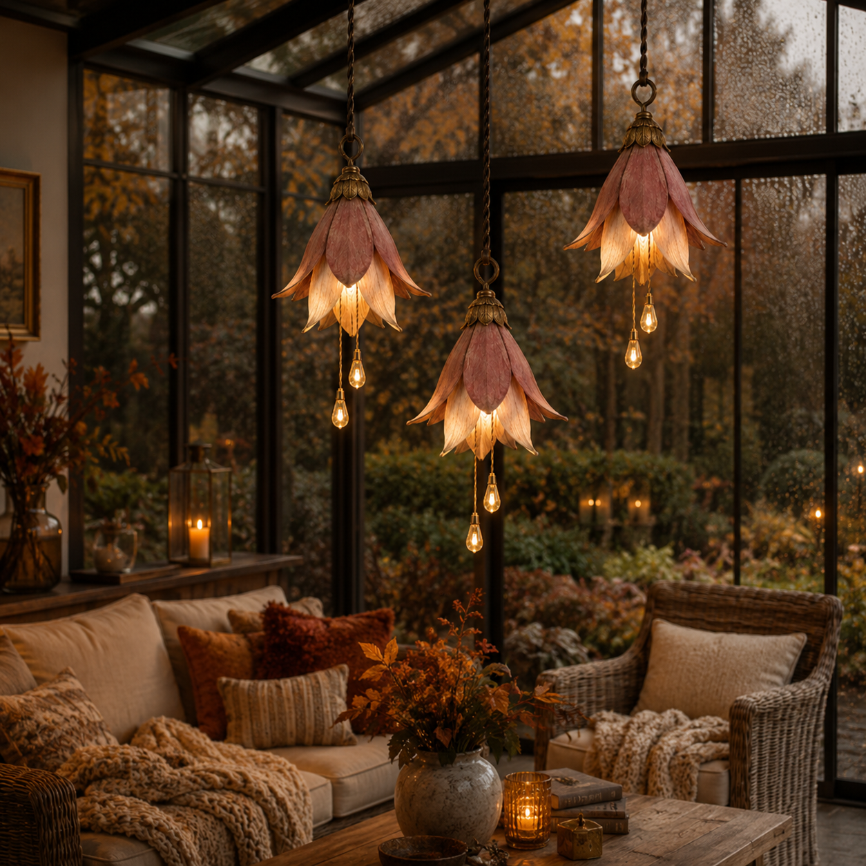 🌎Ends Today: 70% OFF!🔥🌸✨ Set of 3 Vintage Hanging Flower Lights – Warm Glow Garden & Patio Decor
