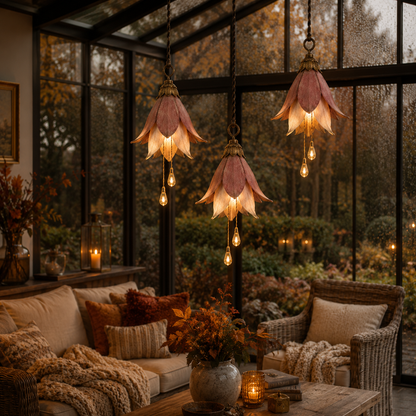 🌎Ends Today: 70% OFF!🔥🌸✨ Set of 3 Vintage Hanging Flower Lights – Warm Glow Garden & Patio Decor