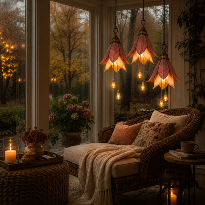 🌎Ends Today: 70% OFF!🔥🌸✨ Set of 3 Vintage Hanging Flower Lights – Warm Glow Garden & Patio Decor