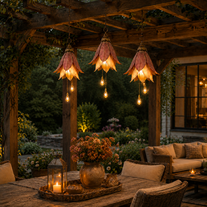 🌎Ends Today: 70% OFF!🔥🌸✨ Set of 3 Vintage Hanging Flower Lights – Warm Glow Garden & Patio Decor