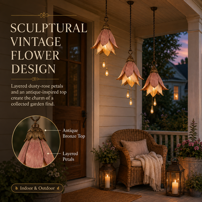 🌎Ends Today: 70% OFF!🔥🌸✨ Set of 3 Vintage Hanging Flower Lights – Warm Glow Garden & Patio Decor
