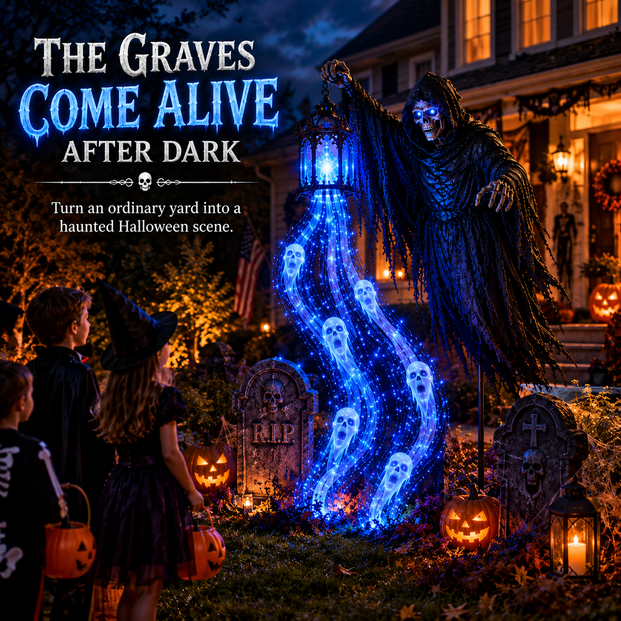 🌎Ends Today: 70% OFF!🔥🎁💀The Grim Reaper’s Glowing Garden-A Spooky Halloween Yard Display