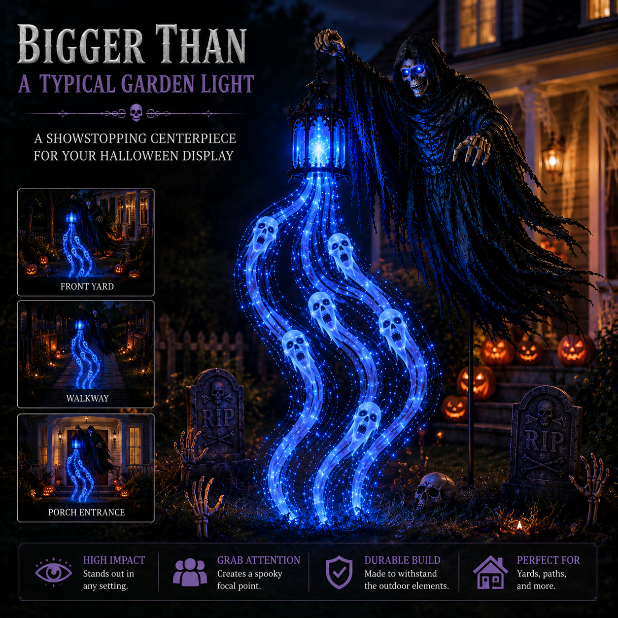 🌎Ends Today: 70% OFF!🔥🎁💀The Grim Reaper’s Glowing Garden-A Spooky Halloween Yard Display