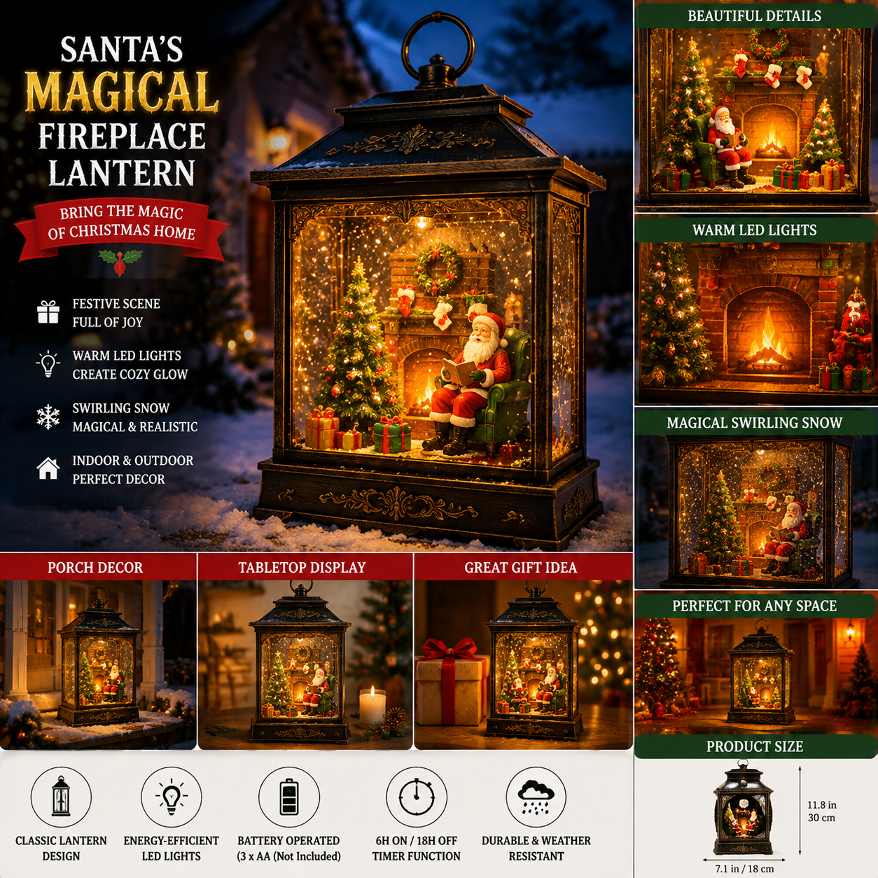 🌎Ends Today: 70% OFF!🔥🎅 Santa’s Magical Fireplace Lantern-🎄 Bring the Magic of Christmas Home
