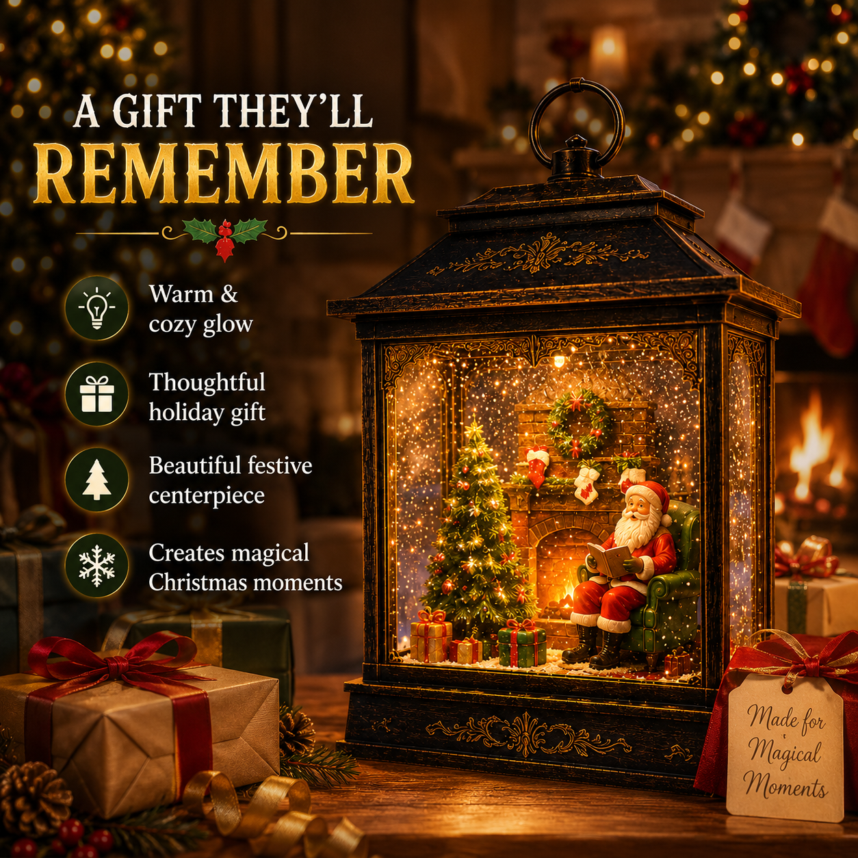 🌎Ends Today: 70% OFF!🔥🎅 Santa’s Magical Fireplace Lantern-🎄 Bring the Magic of Christmas Home