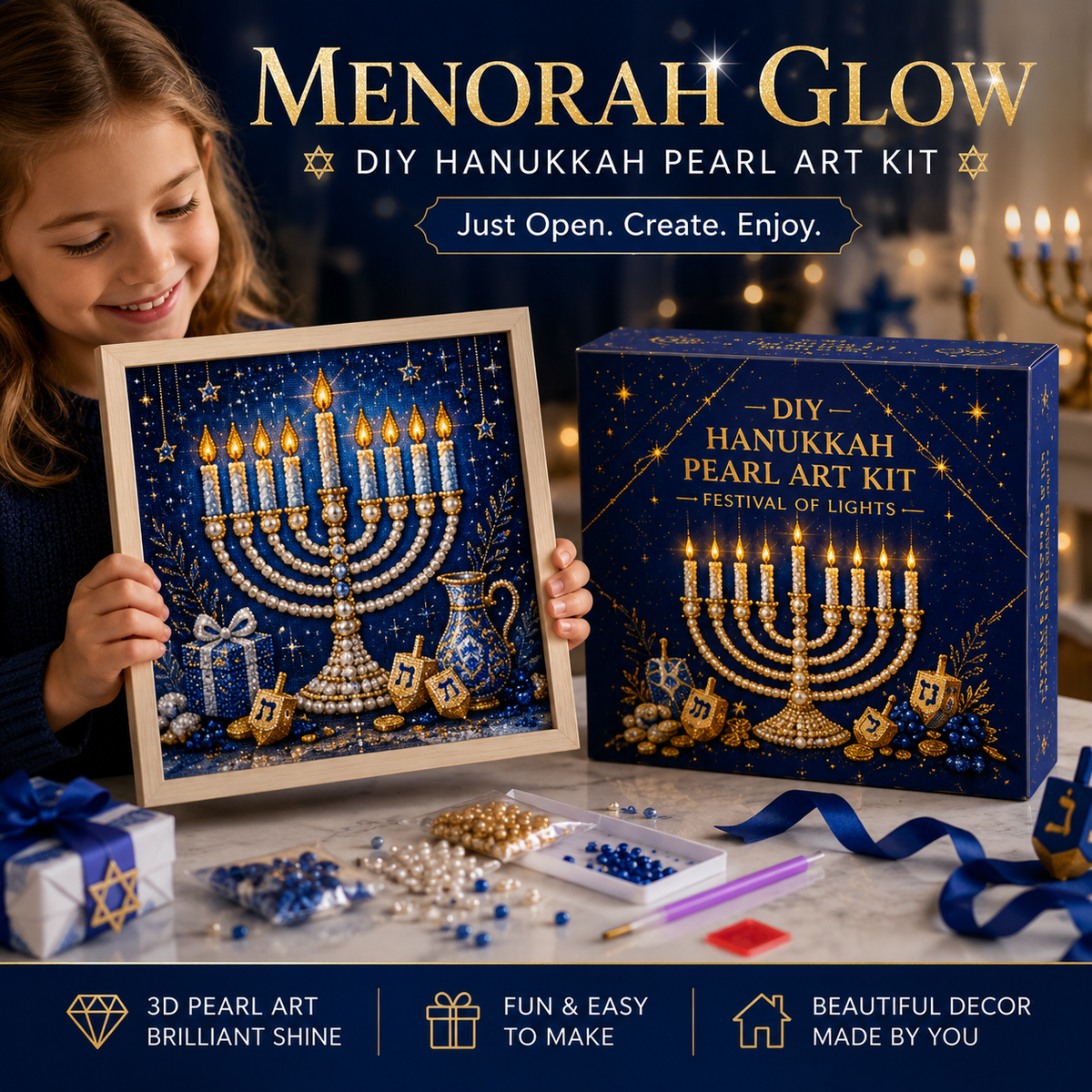 ✈️Last Day 50% OFF✨🎁DIY Hanukkah Pearl Art Kit ✨