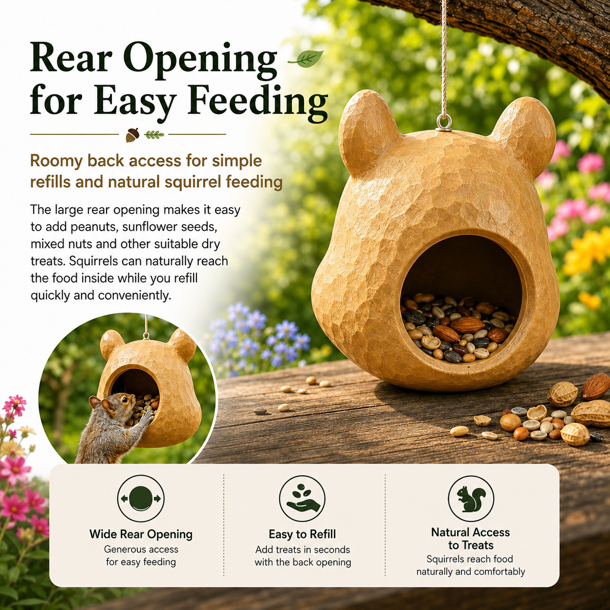 ✈️Last Day 50% OFF✨🐿️✨Funny Big-Head Squirrel Feeder – Turn Every Backyard Visit Into a Laugh🌿