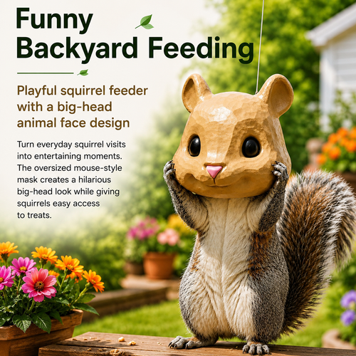 ✈️Last Day 50% OFF✨🐿️✨Funny Big-Head Squirrel Feeder – Turn Every Backyard Visit Into a Laugh🌿
