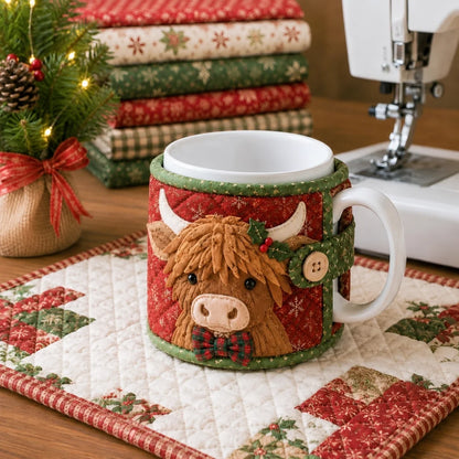 ✈️Last Day 50% OFF%🎄🧵Christmas Quilted Mug Cozy Sewing Kit - Cozy Holiday DIY Craft Set with 9 Festive Designs & Premium Fabric Materials