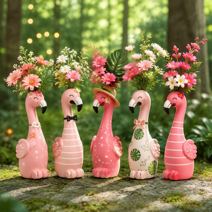 🏅🦩Cute Flamingo Decorative Vase 🌸 5 Styles Resin Figurine Vase Tabletop Centerpiece Indoor Home Shelf Decor Gift