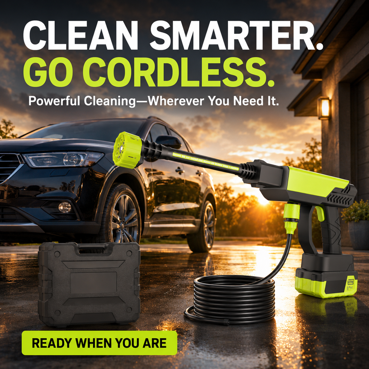 Cordless Portable Pressure Washer with 6-in-1 Nozzle
