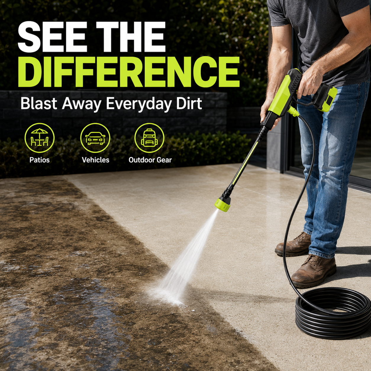 Cordless Portable Pressure Washer with 6-in-1 Nozzle