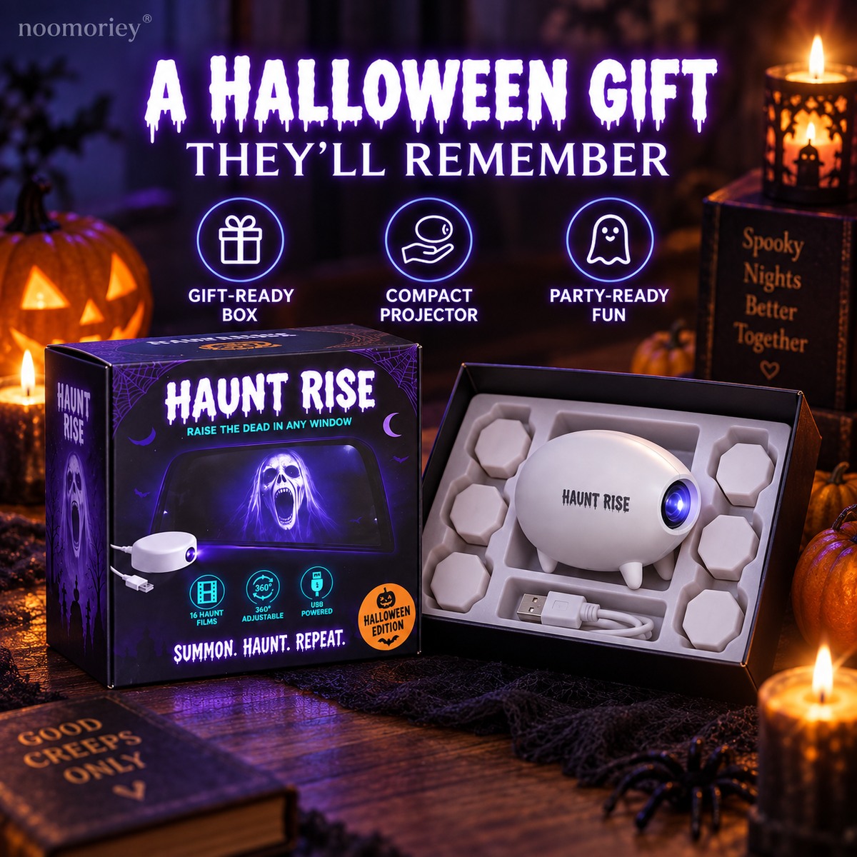 🎃 Halloween Window Projector 👻 12 Spooky Films USB Powered Holiday Decor