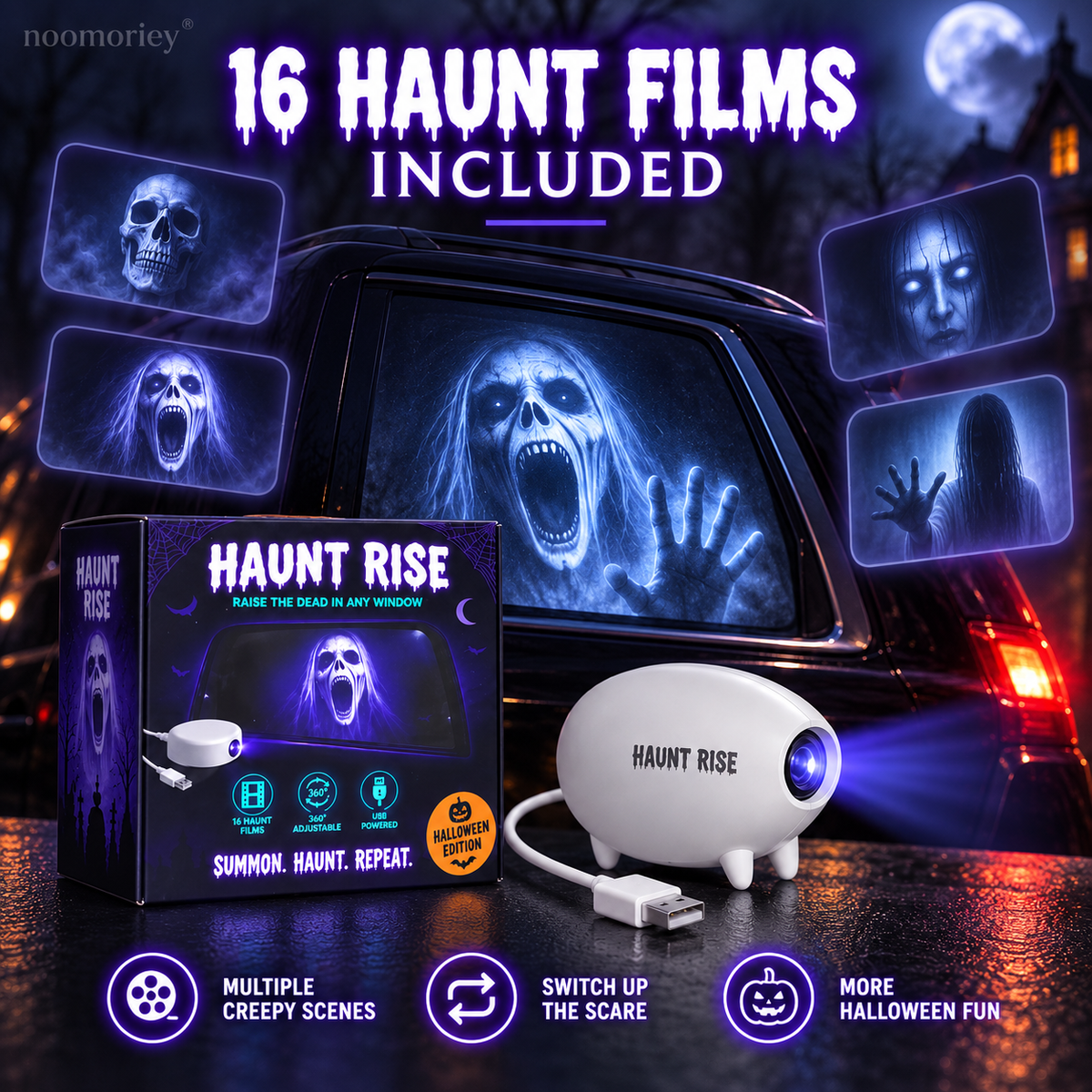 🎃 Halloween Window Projector 👻 12 Spooky Films USB Powered Holiday Decor
