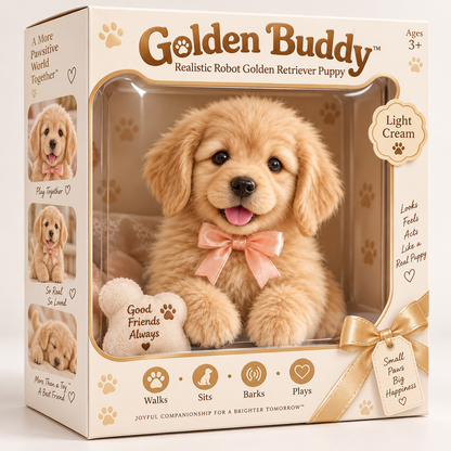🎄 49% OFF – Golden Buddy™ Realistic Robot Golden Retriever Puppy