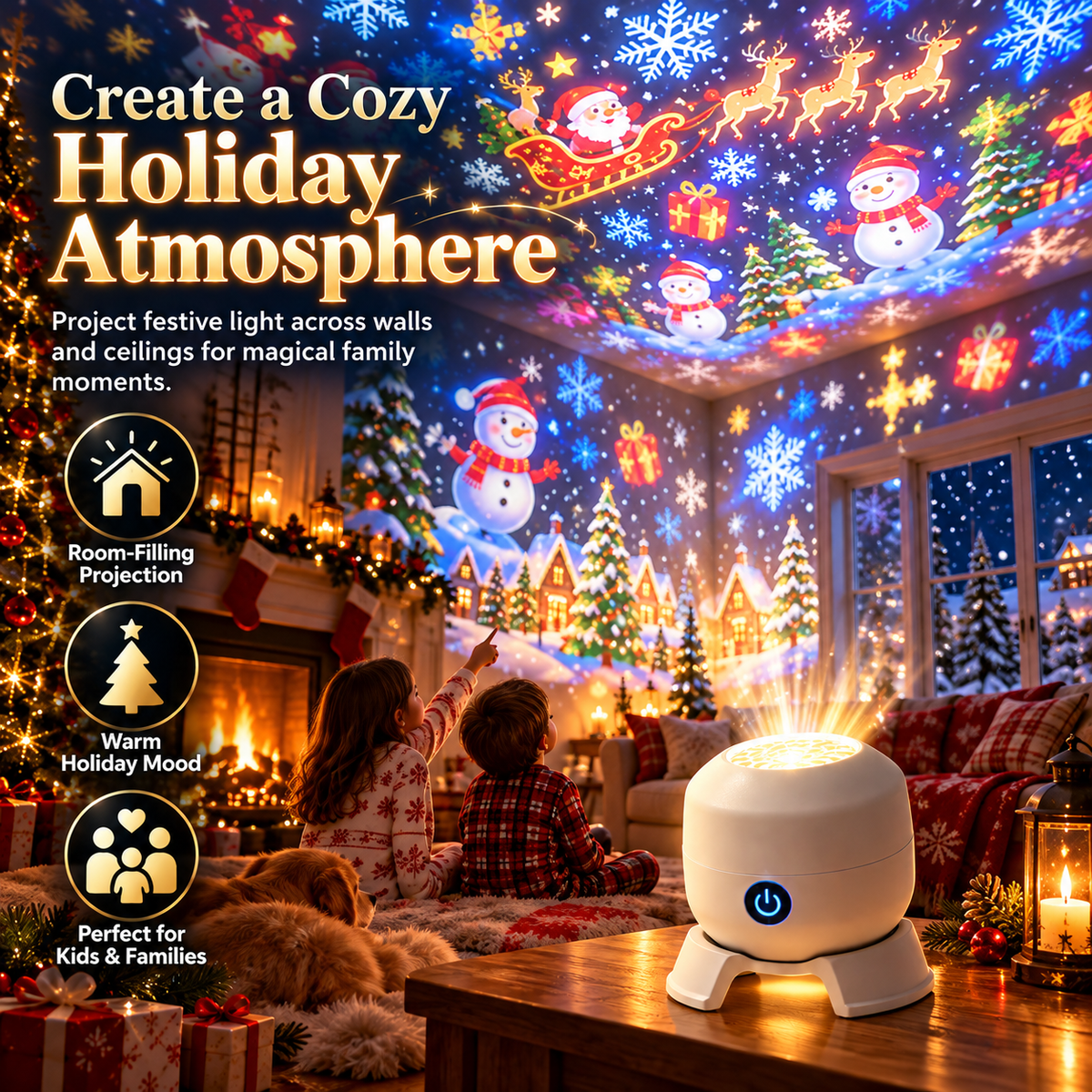 ✨Christmas Rotating Projector Light – 8 Festive Scenes🎄