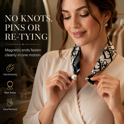 ✨ Effortless Glamour: Pop-On Pearl Necklace Scarf 🧣