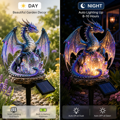 🏅2026 Best Selling Solar Garden Lights 🐉 Amethyst Crystal Dragon – Solar Dragon Crystal Garden Light✨️