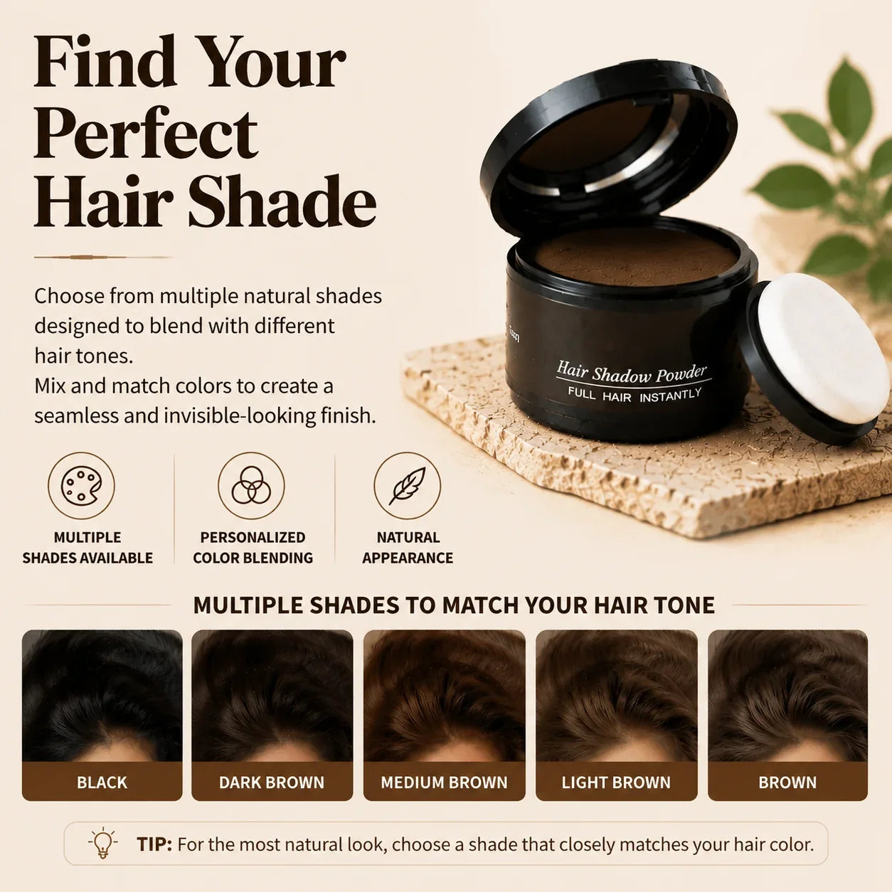 ✨Hairline Powder✨ Instant Concealer for Thinning Gray Hair, Windproof Sweatproof for Men & Women