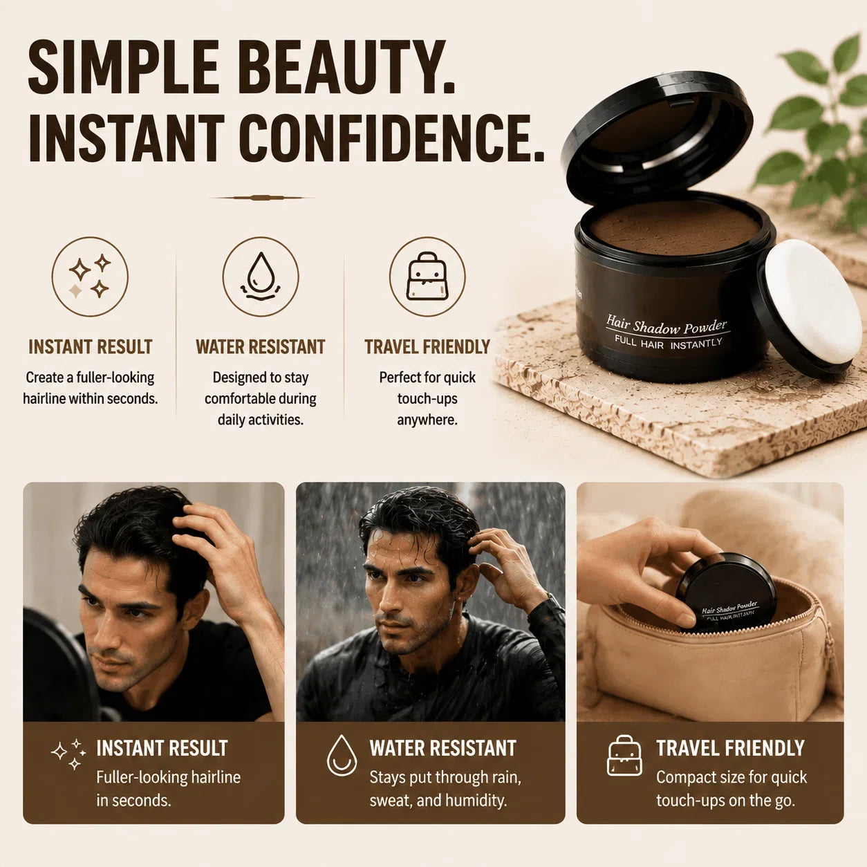 ✨Hairline Powder✨ Instant Concealer for Thinning Gray Hair, Windproof Sweatproof for Men & Women