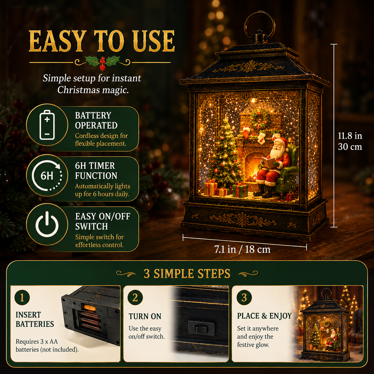 🌎Ends Today: 70% OFF!🔥🎅 Santa’s Magical Fireplace Lantern-🎄 Bring the Magic of Christmas Home