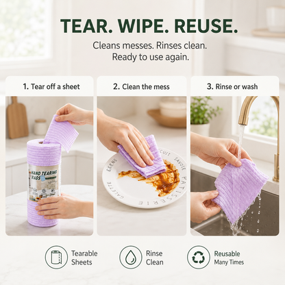 🏅Multipurpose Reusable Tear-Off Cleaning Cloth Roll