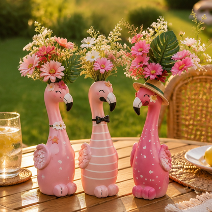 🏅🦩Cute Flamingo Decorative Vase 🌸 5 Styles Resin Figurine Vase Tabletop Centerpiece Indoor Home Shelf Decor Gift