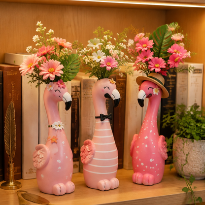 🏅🦩Cute Flamingo Decorative Vase 🌸 5 Styles Resin Figurine Vase Tabletop Centerpiece Indoor Home Shelf Decor Gift