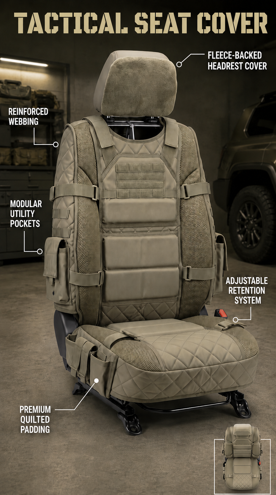 Military Olive tactical seat cover