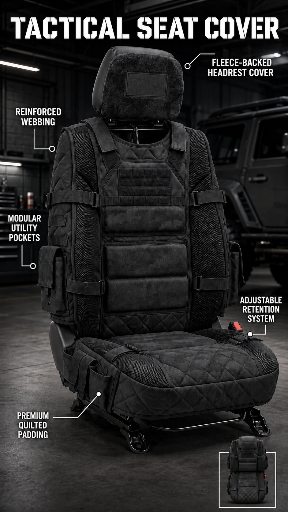 🏅2026 Best Seller🚙Rugged Truck Seat Cover – Tactical Storage, Seat Protection & All‑Day Comfort