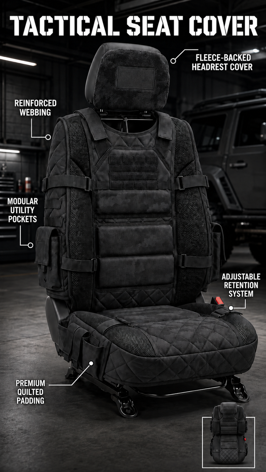Multicam Black tactical seat cover