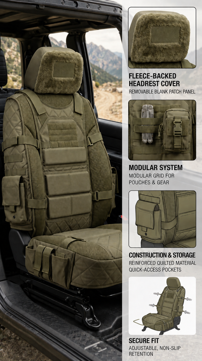 🏅2026 Best Seller🚙Rugged Truck Seat Cover – Tactical Storage, Seat Protection & All‑Day Comfort