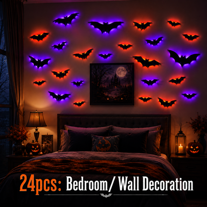 🦇✨ Transform Your Home Into A Halloween Scene! 🎃 3D LED Flying Bat Wall Decor | Create A Spooky Atmosphere In Minutes