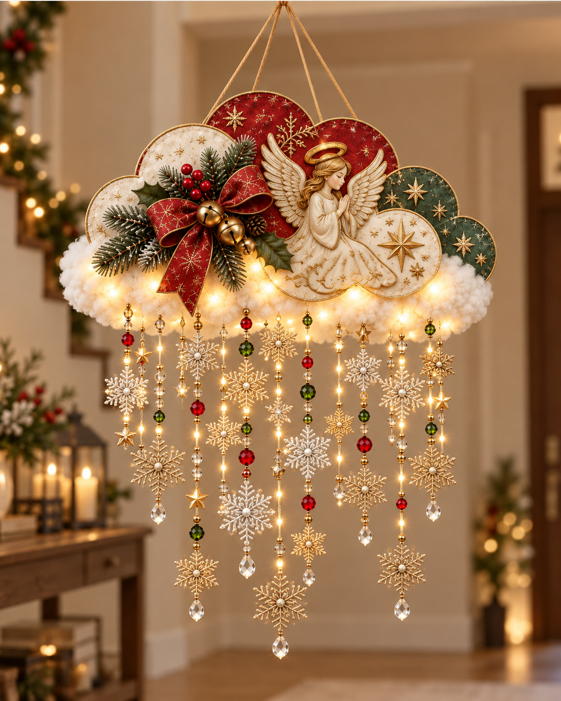✈️Last Day 50% OFF🪽✨ Angelic Christmas Snowfall Cloud – Lighted Hanging Holiday Decor☁️