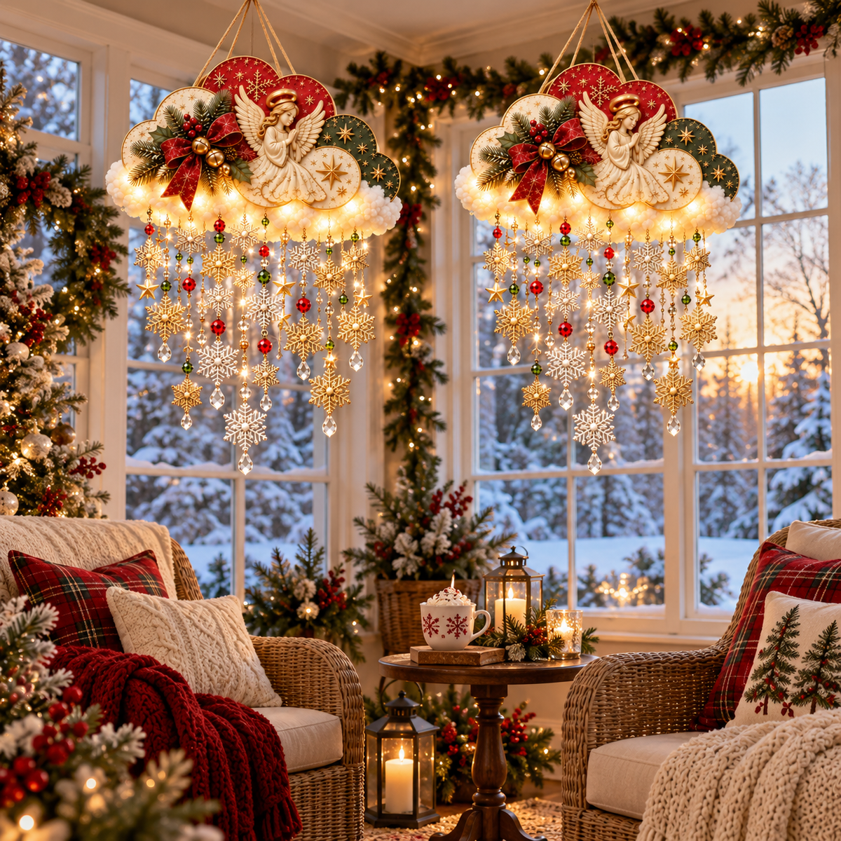 ✈️Last Day 50% OFF🪽✨ Angelic Christmas Snowfall Cloud – Lighted Hanging Holiday Decor☁️