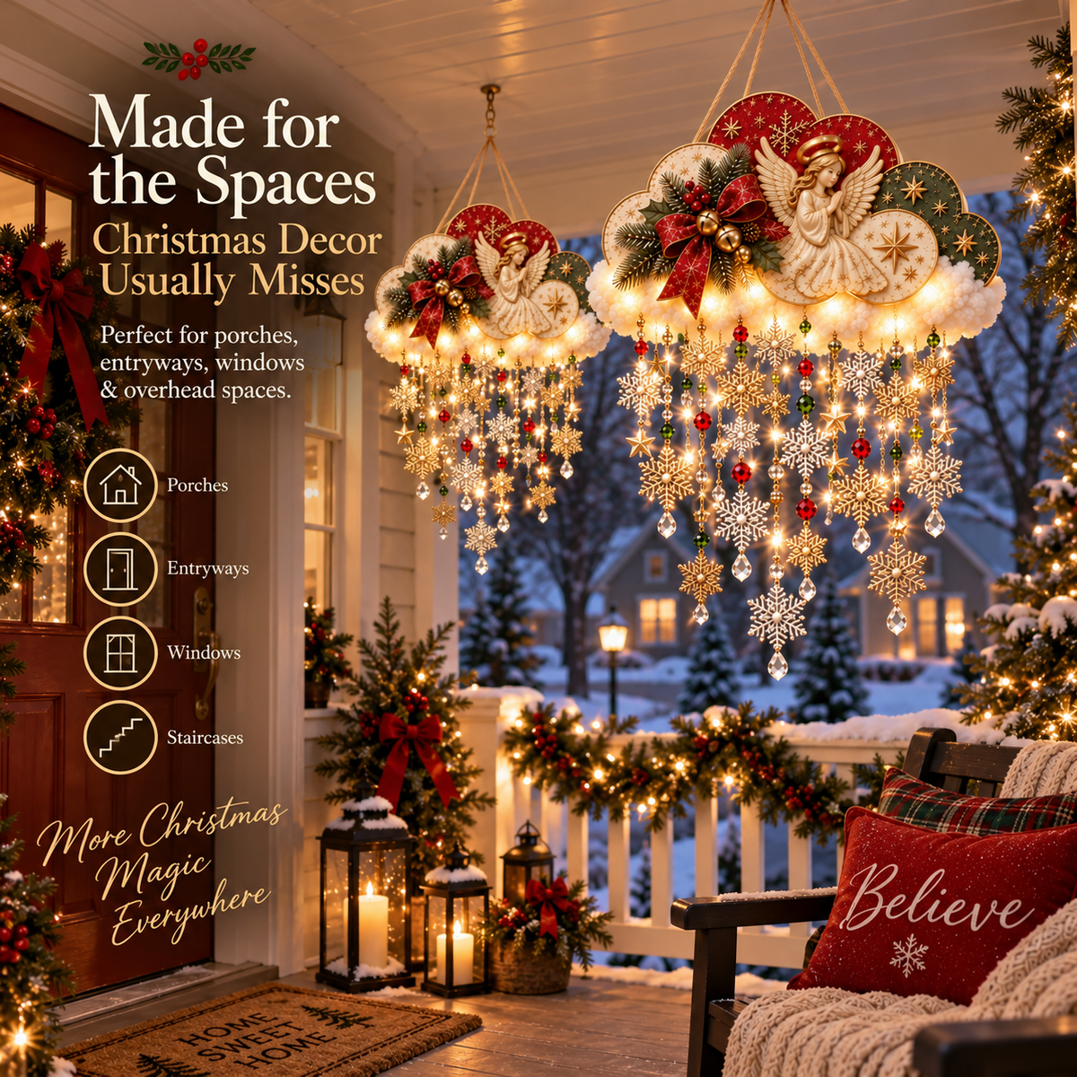 ✈️Last Day 50% OFF🪽✨ Angelic Christmas Snowfall Cloud – Lighted Hanging Holiday Decor☁️