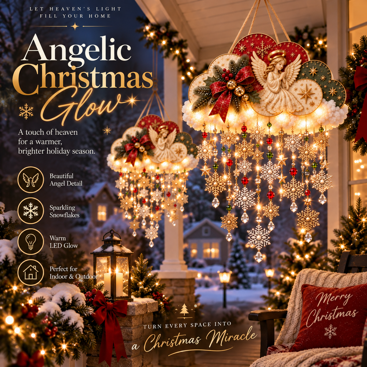 ✈️Last Day 50% OFF🪽✨ Angelic Christmas Snowfall Cloud – Lighted Hanging Holiday Decor☁️
