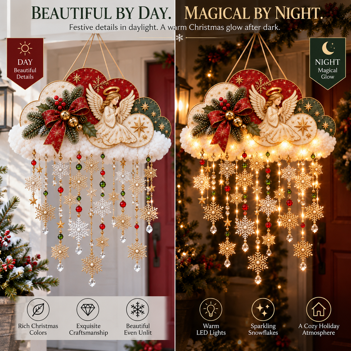 ✈️Last Day 50% OFF🪽✨ Angelic Christmas Snowfall Cloud – Lighted Hanging Holiday Decor☁️