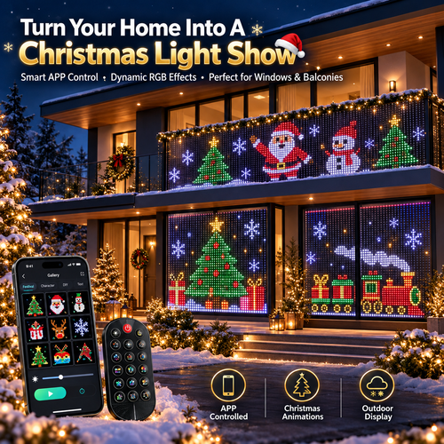 🔥LAST DAY 49% OFF -🎄 Smart RGB Pixel LED Curtain Lights | App-Controlled Dynamic Holiday Light Show for Outdoor Home Decoration