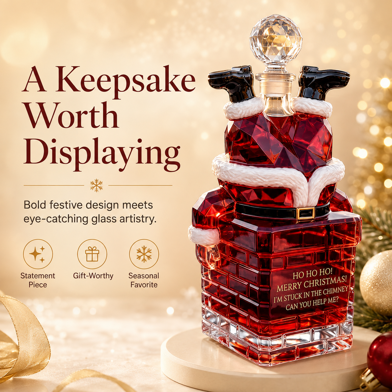 🎅 2026 Christmas Gift 50% Off--💥Santa Stuck in the Chimney Whiskey Bottle