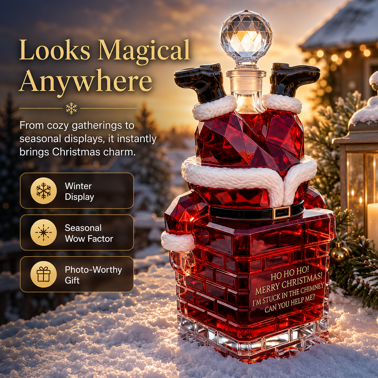🎅 2026 Christmas Gift 50% Off--💥Santa Stuck in the Chimney Whiskey Bottle