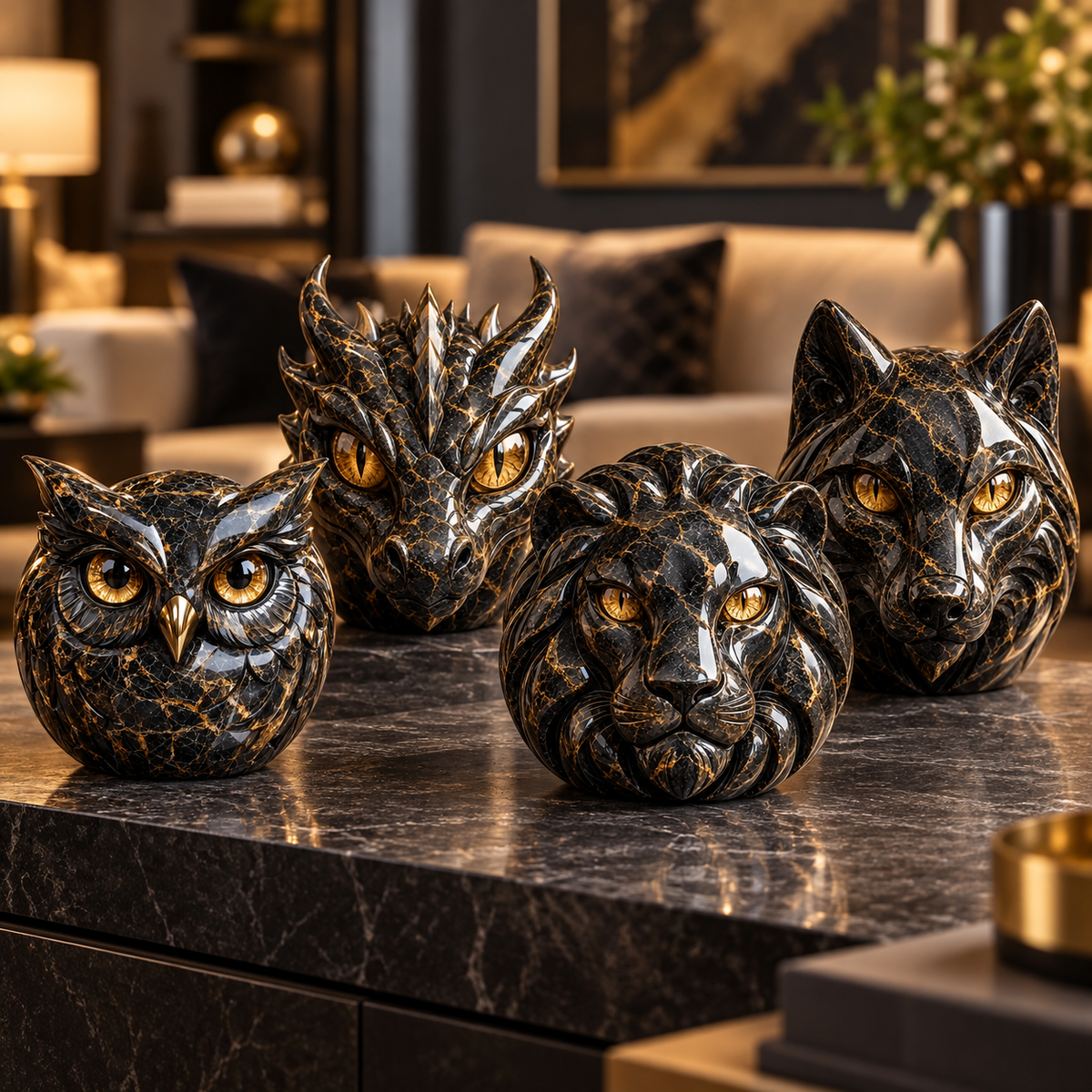 🔥Luxury Guardian Animal Stone Sculpture- ✨Elegant Home Décor & Gift-Ready Art Piece
