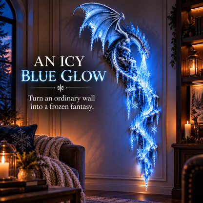 💙Frostbound Dragon—Illuminated 3D Wall Sculpture ❄️🐉