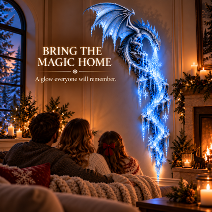 💙Frostbound Dragon—Illuminated 3D Wall Sculpture ❄️🐉