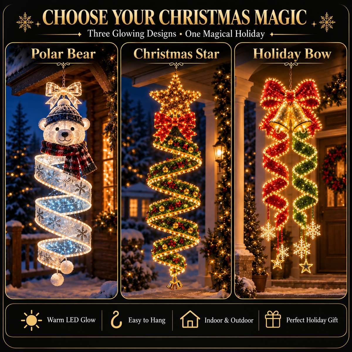 ✨Last day for 60% off🎄Christmas Magic Spiral Hanging LED Light Collection