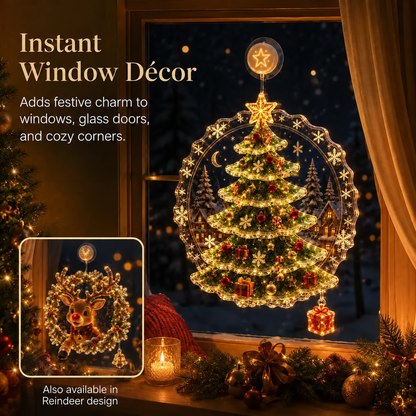 ✈️Last Day 50% OFF✨🎄Lighted Christmas Window Decoration with Suction Cup | Flat Verison Warm LED Window Light with Double-Layer Design & Multiple Festive Styles ✨