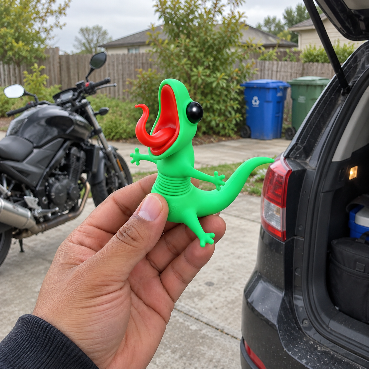🦎🏍️ Roadside Lizard Buddy – Car & Motorcycle Decor