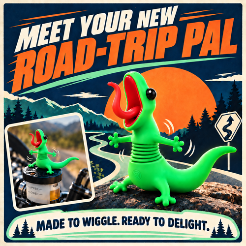 🦎🏍️ Roadside Lizard Buddy – Car & Motorcycle Decor