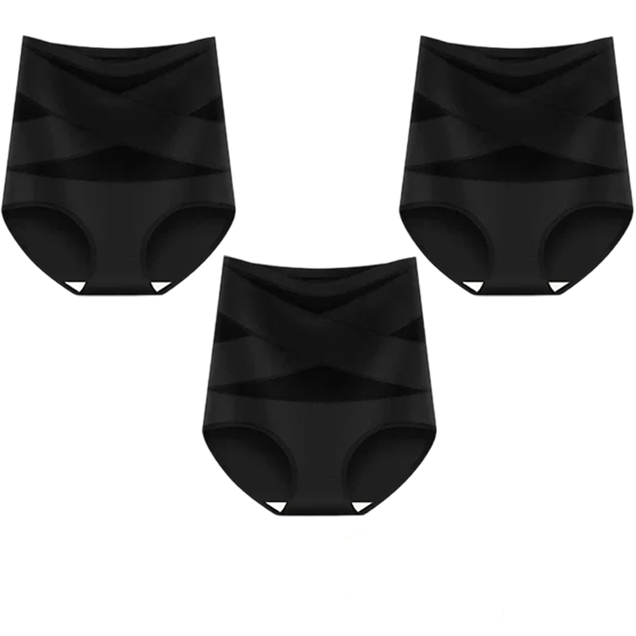 Plus-Size High-Waist Cross Tummy Control Panties