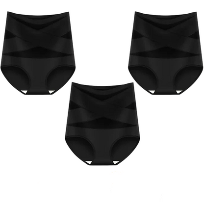 Plus-Size High-Waist Cross Tummy Control Panties